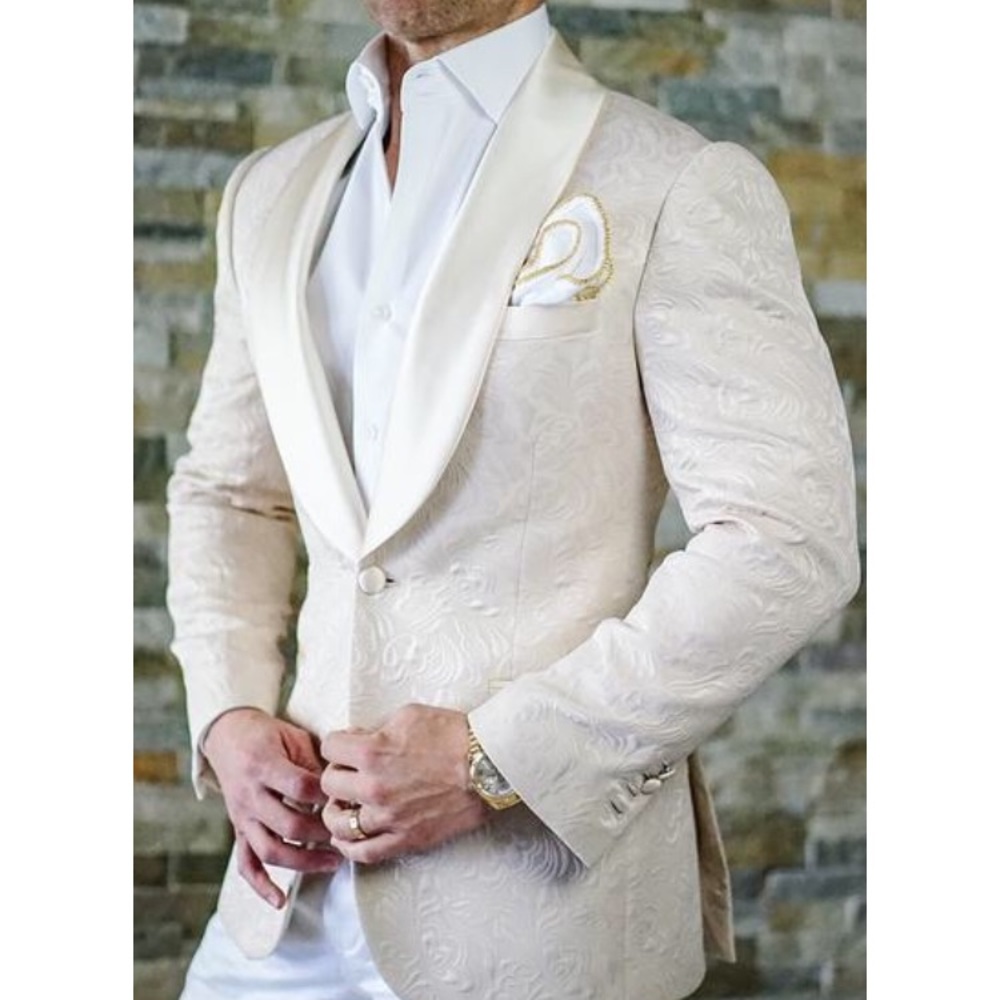 S BY SEBASTIAN CRUZ IVORY PAISLEY DINNER JACKET